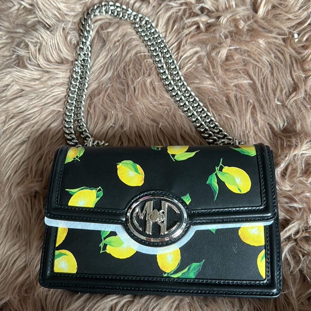 Michael Kors Collection Black and Yellow Crossbody Bag